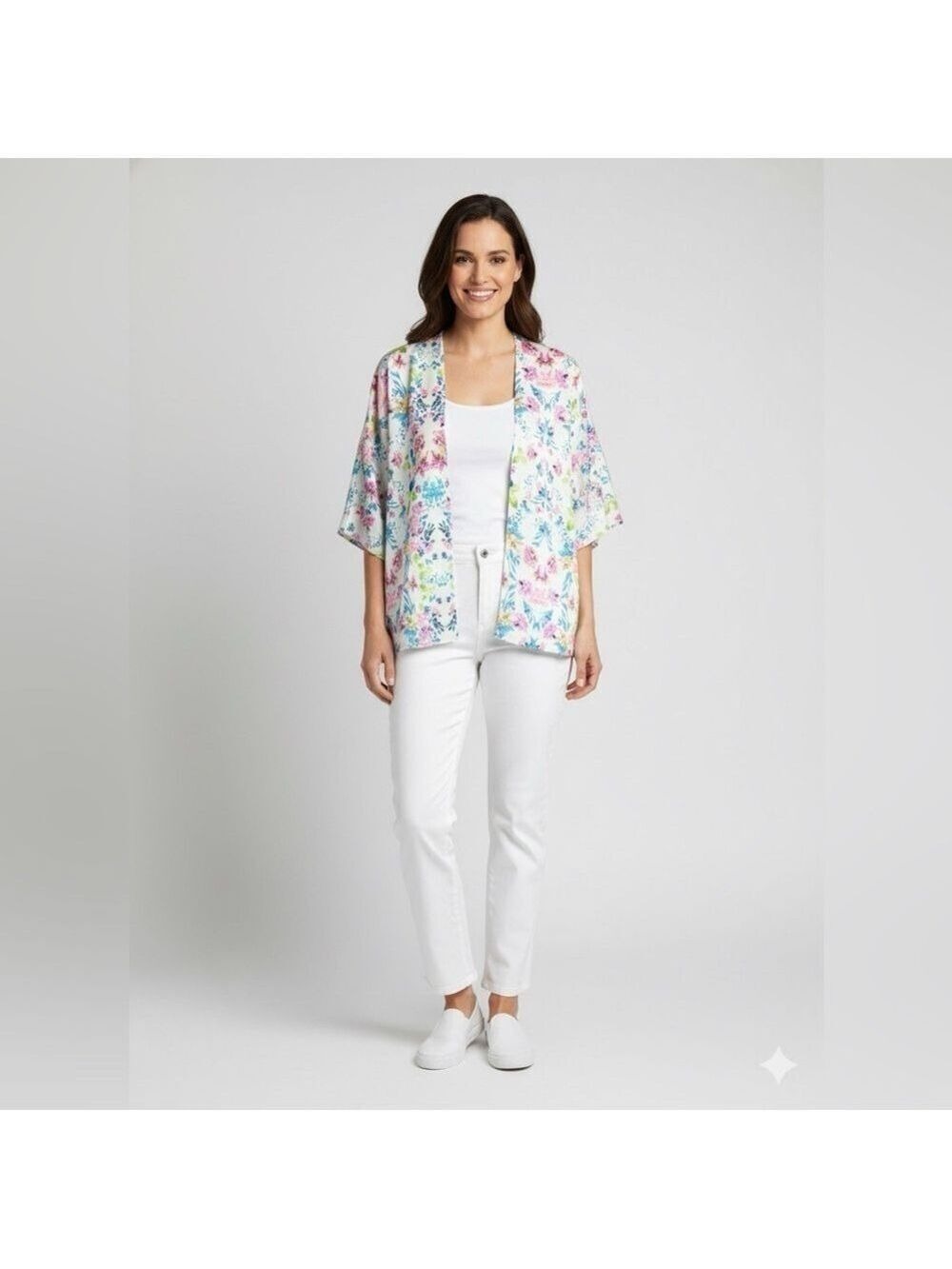 AMANDA UPRICHARD 100% Silk Floral Topper / Kimono / Cardigan MADE IN USA Sz S